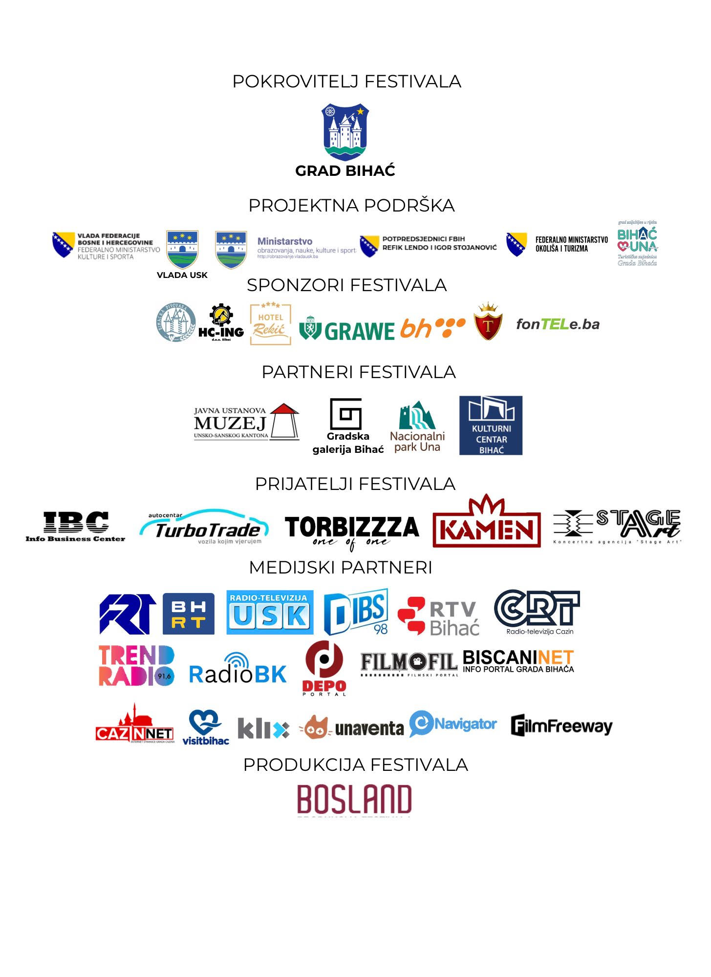 Pokrovitelji, sponzori, partneri, prijatelji i medijski partneri festivala 2026.
